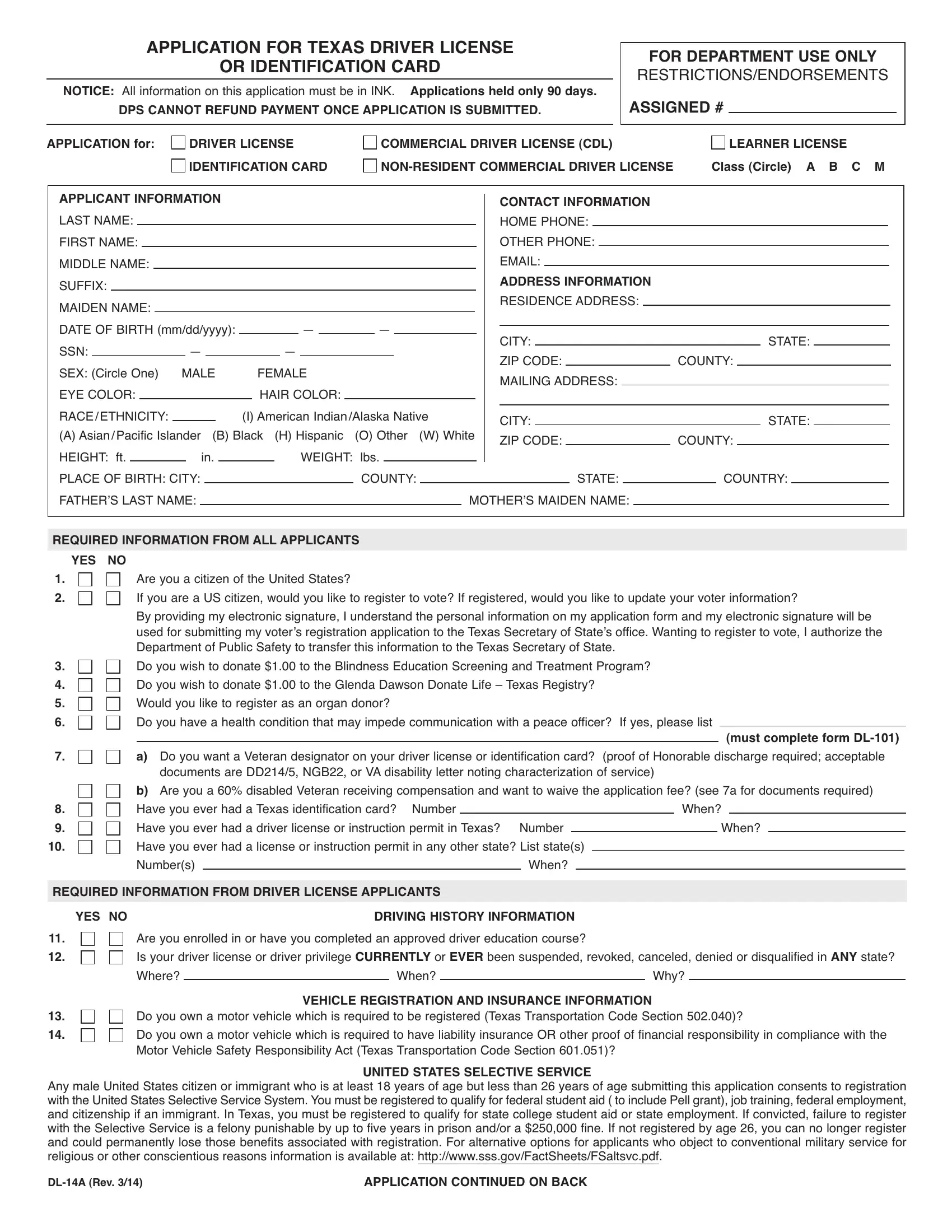 Form DL 14A Fill Out Printable PDF Forms Online Form DL 14A Fill Out Printable PDF Forms Online