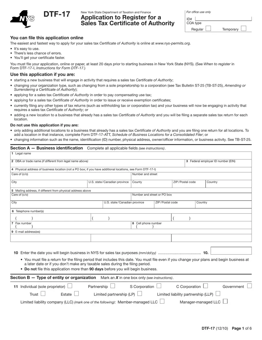 Form DTF 17 Fill Out Printable PDF Forms Online Form DTF 17 Fill Out Printable PDF Forms Online