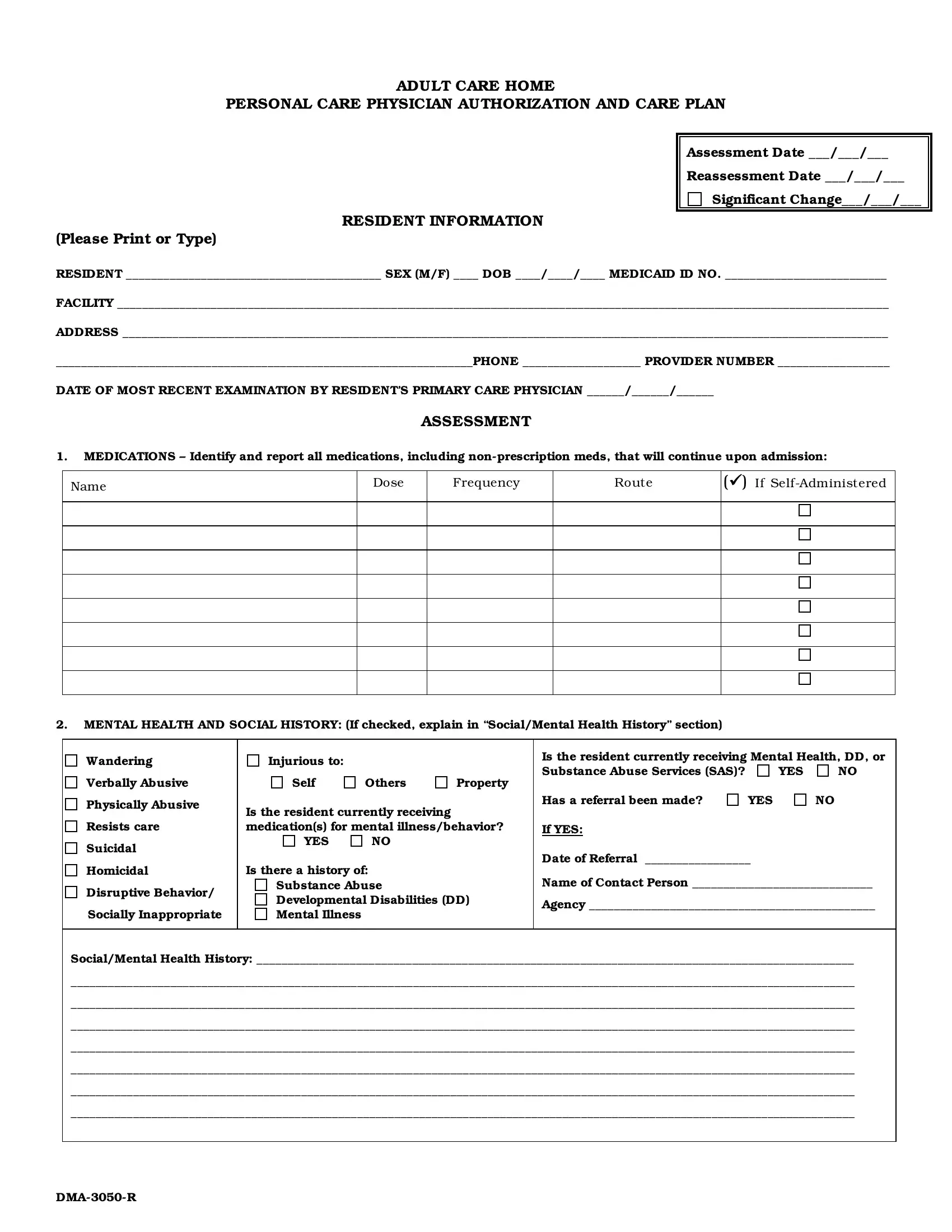Form Personal Care Fill Out Printable PDF Forms Online