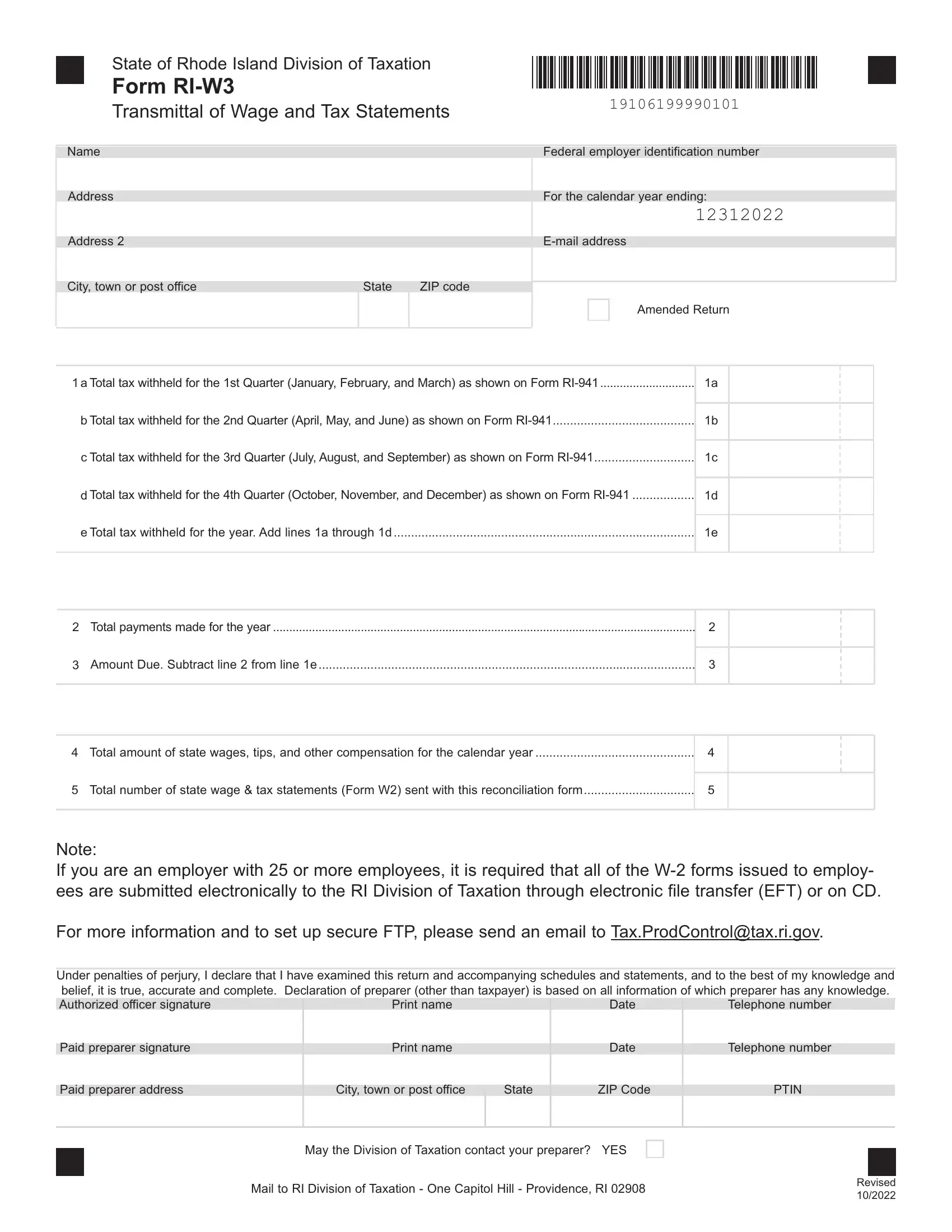 Form Ri W3 Fill Out Printable PDF Forms Online