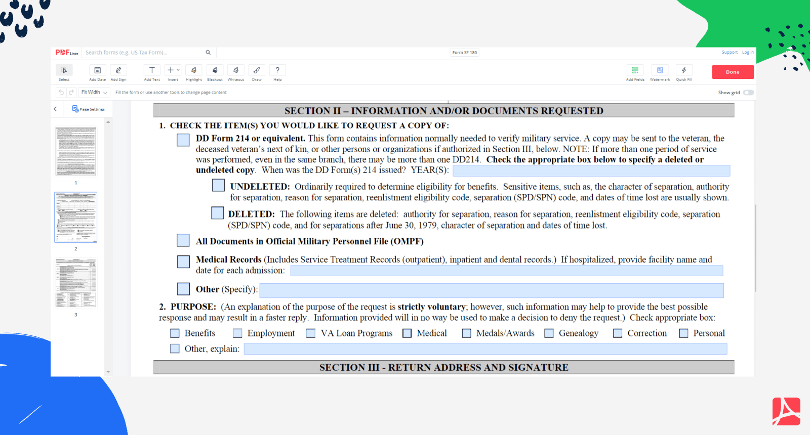 Sf-180 Printable Form