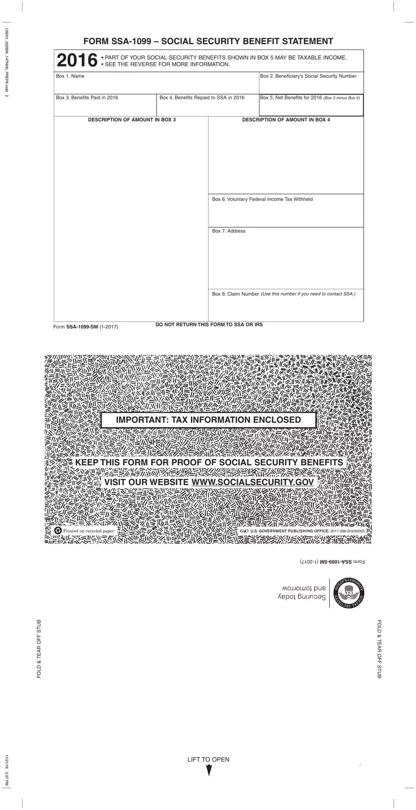 Form Ssa 1099 Fill Out Printable PDF Forms Online