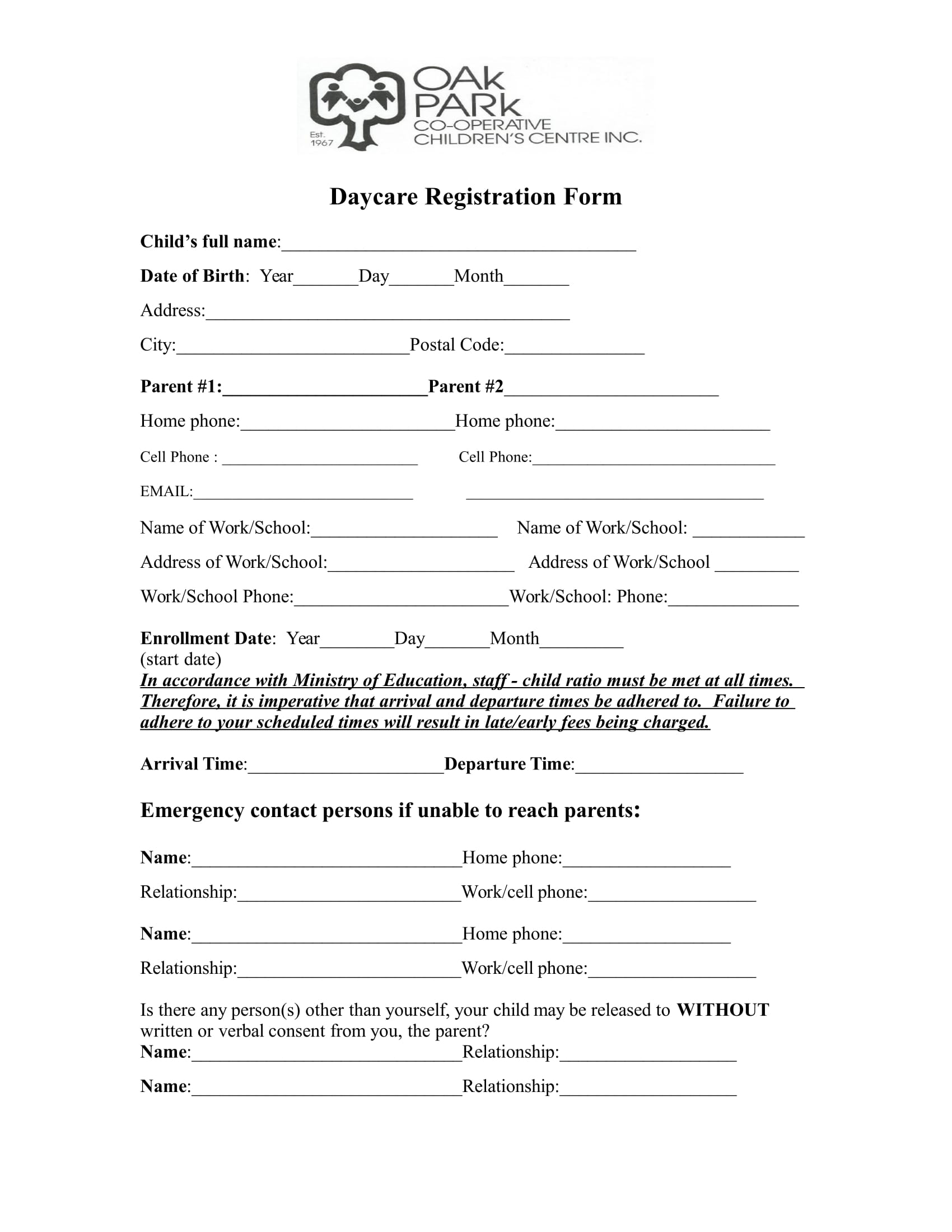 Free Afterschool Child Application Printable Form Free Afterschool Child Application Printable Form