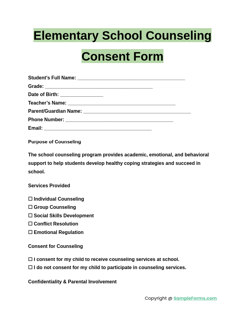 FREE 14 School Counseling Form Samples PDF MS Word Google Docs