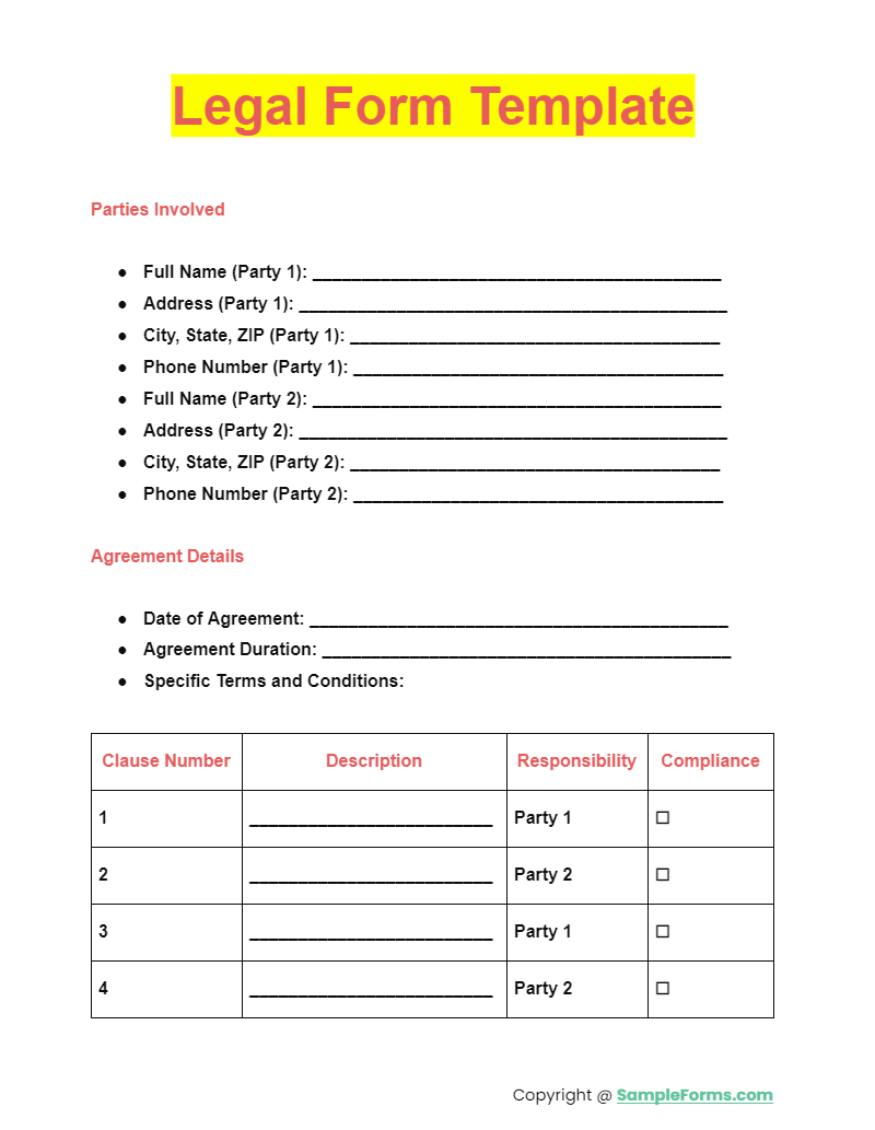 FREE 22 Legal Form Samples PDF MS Word Google Docs Excel FREE 22 Legal Form Samples PDF MS Word Google Docs Excel