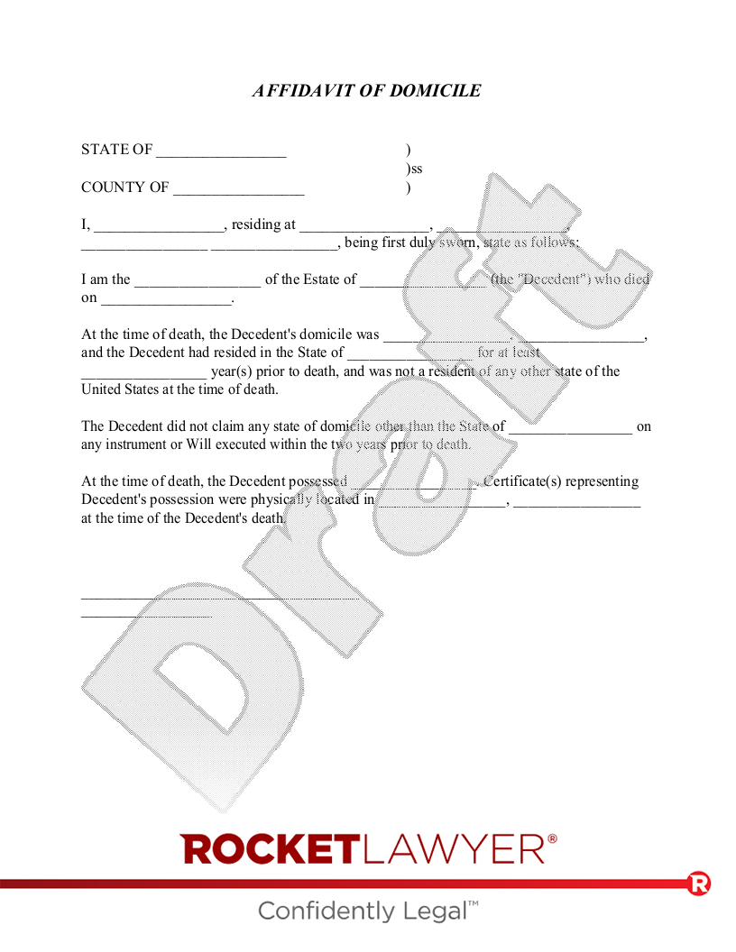 Free Affidavit Of Domicile Template FAQs Rocket Lawyer