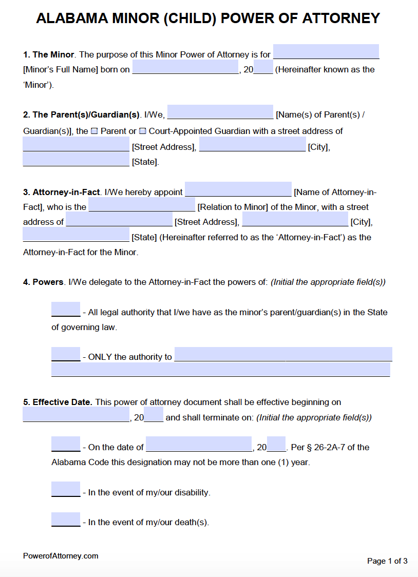 Free Alabama Power Of Attorney Forms PDF Templates