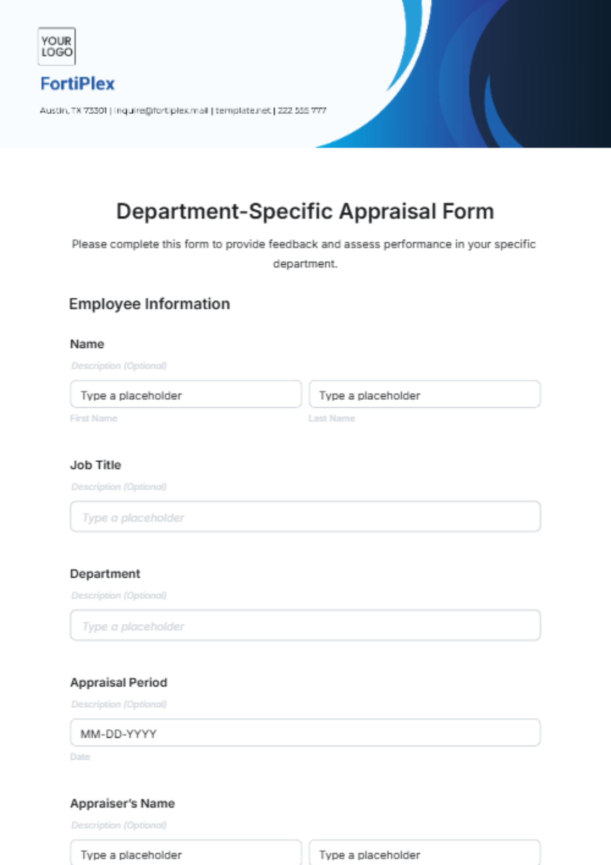 Free Appraisal Form Templates To Edit Online