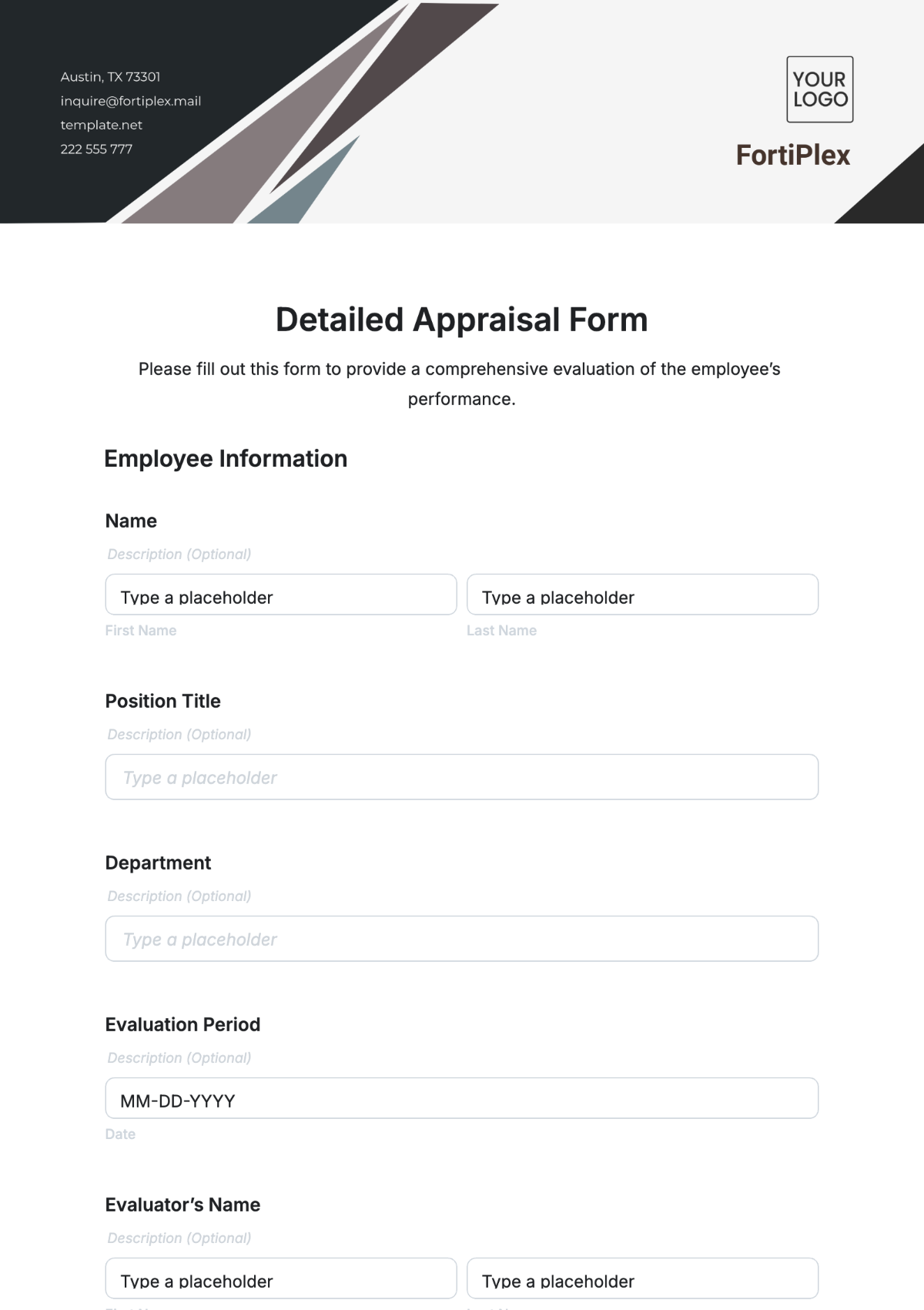 Free Appraisal Form Templates To Edit Online