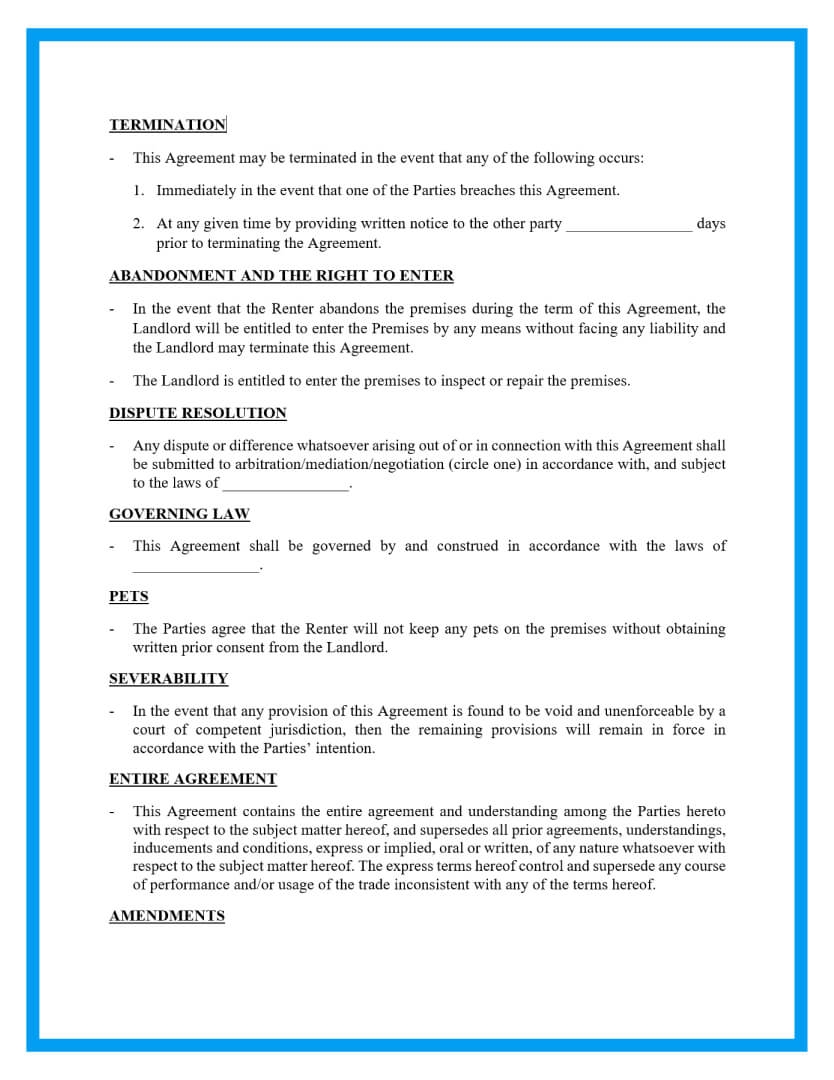 Free Fillable Printable Lease Agreement Form