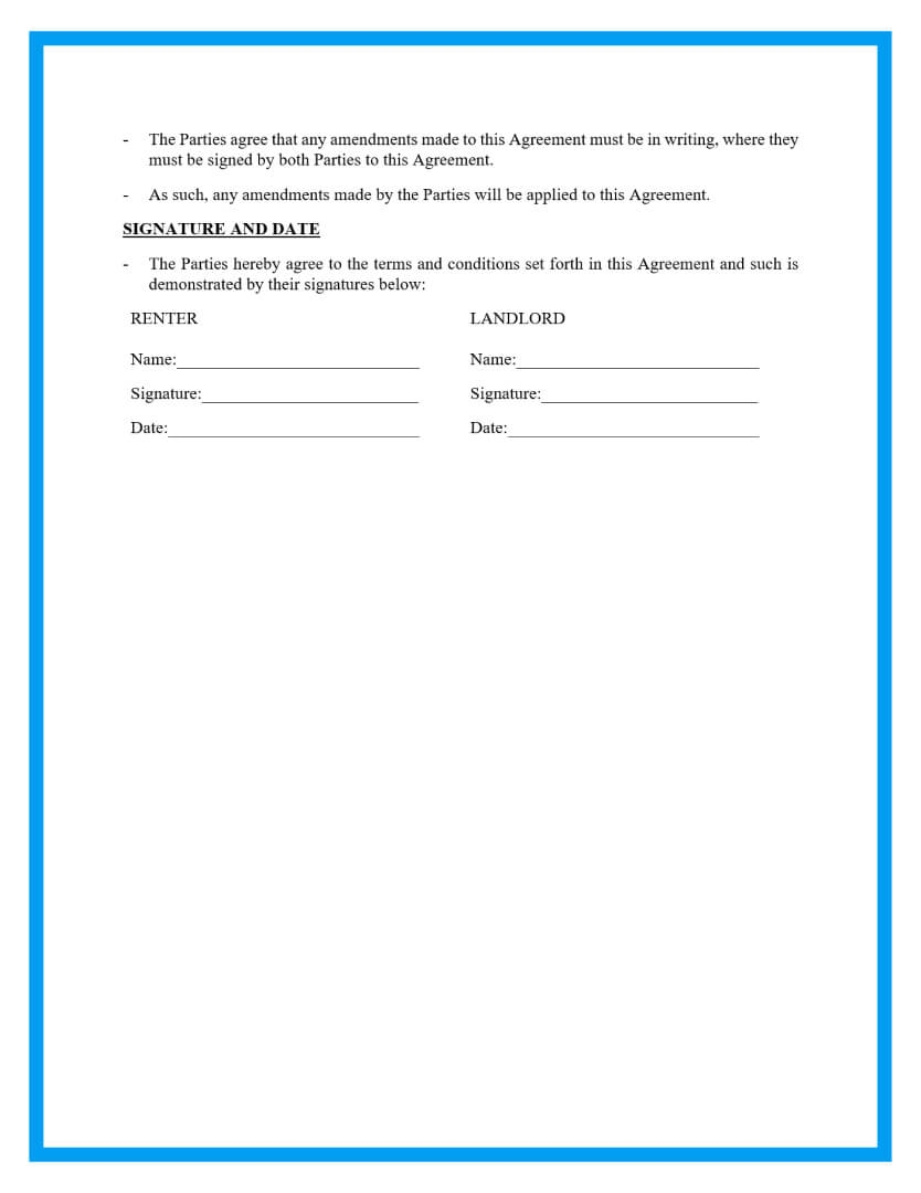 Simple Rental Agreement Form Printable Simple Rental Agreement Form Printable