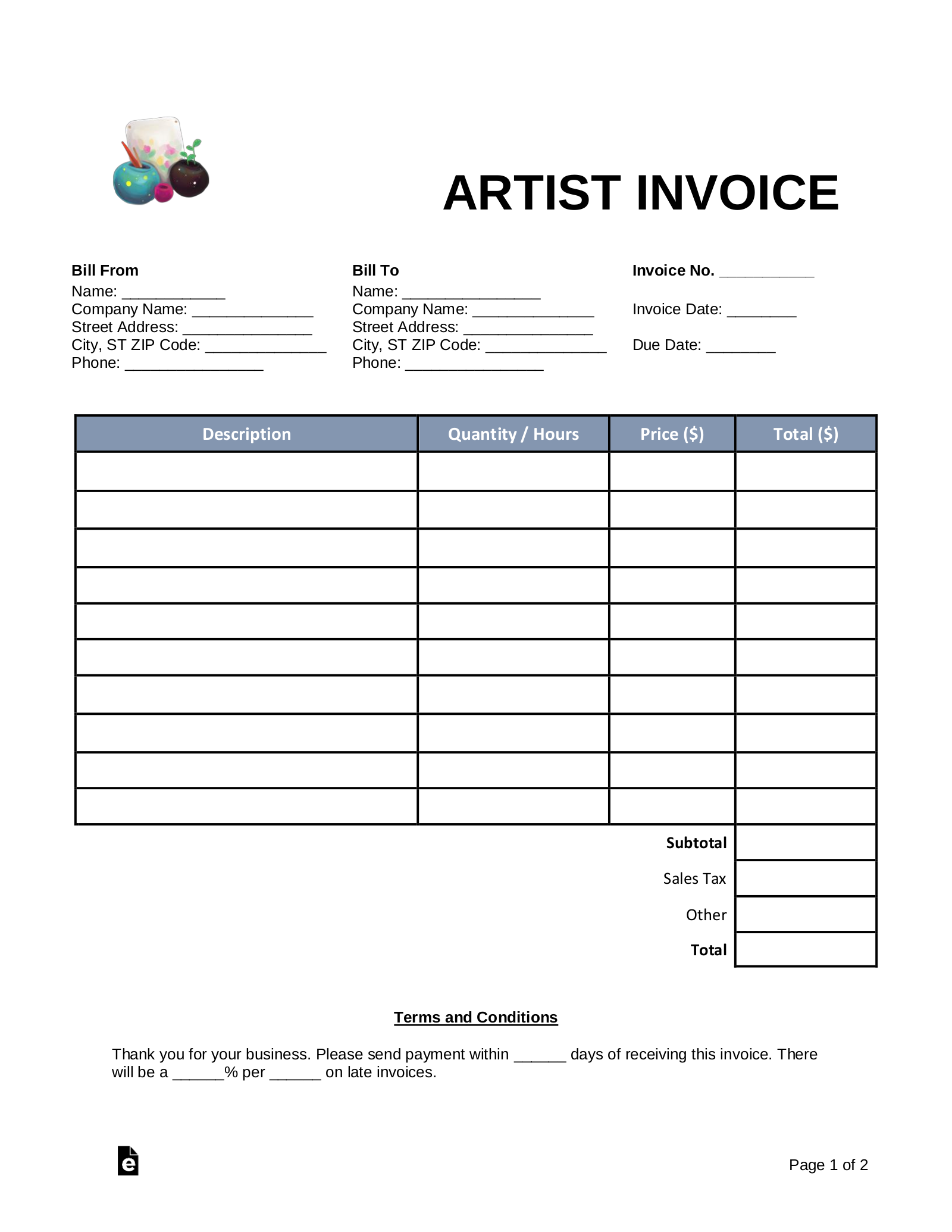 Printable Basic Invoice Form