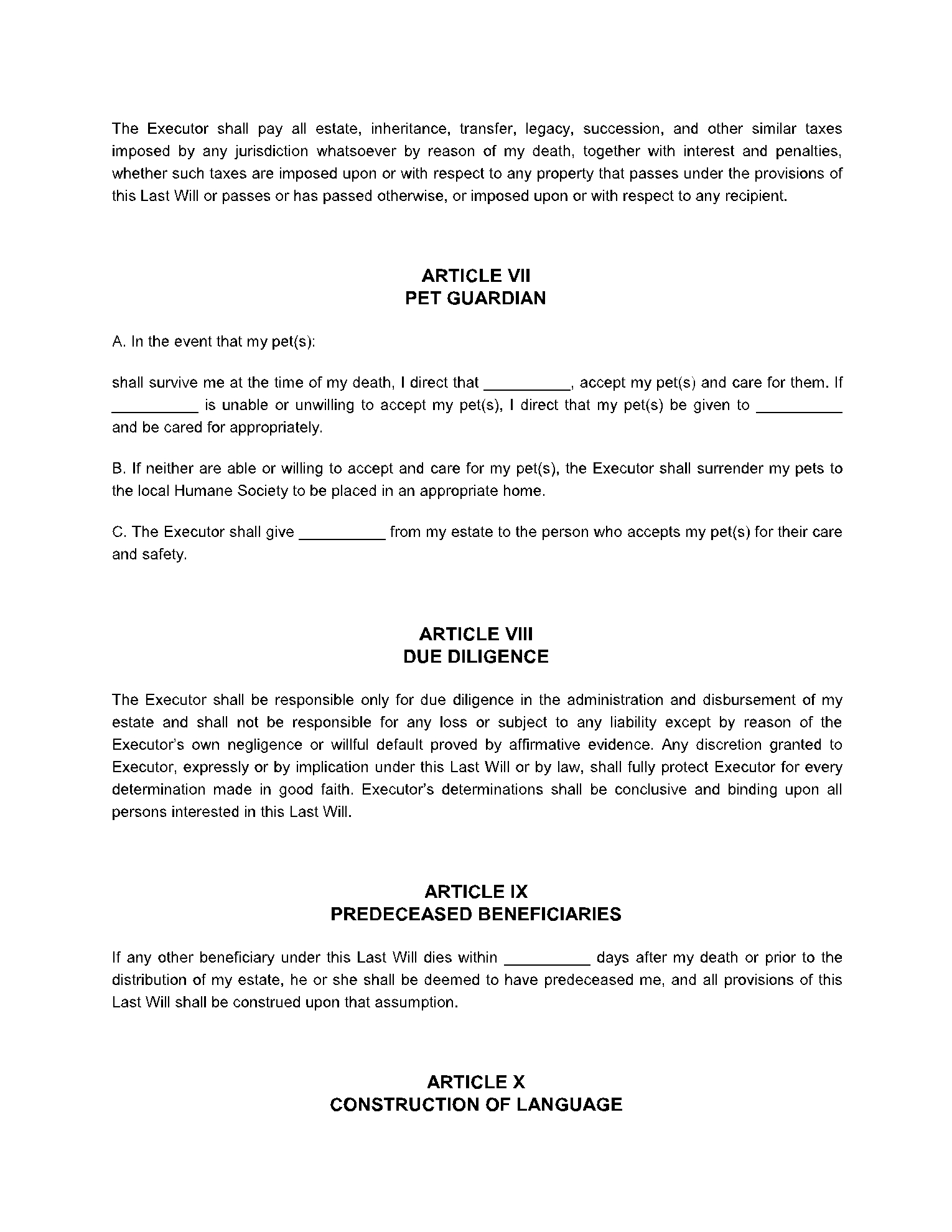 Free California Last Will And Testament Template CocoSign