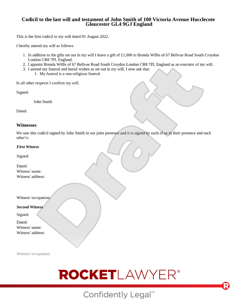 Free Printable Codicil Form Free Printable Codicil Form