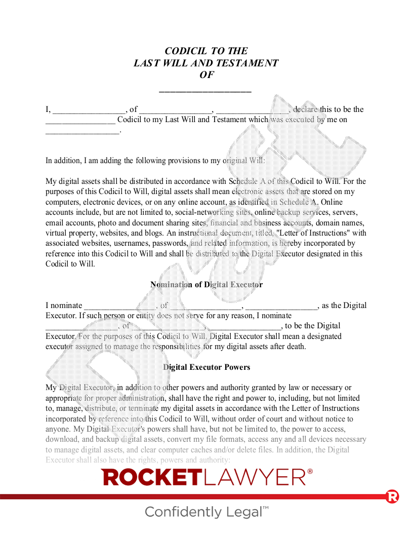 Free Codicil To Will Make U0026 Download Rocket Lawyer Free Codicil To Will Make U0026 Download Rocket Lawyer
