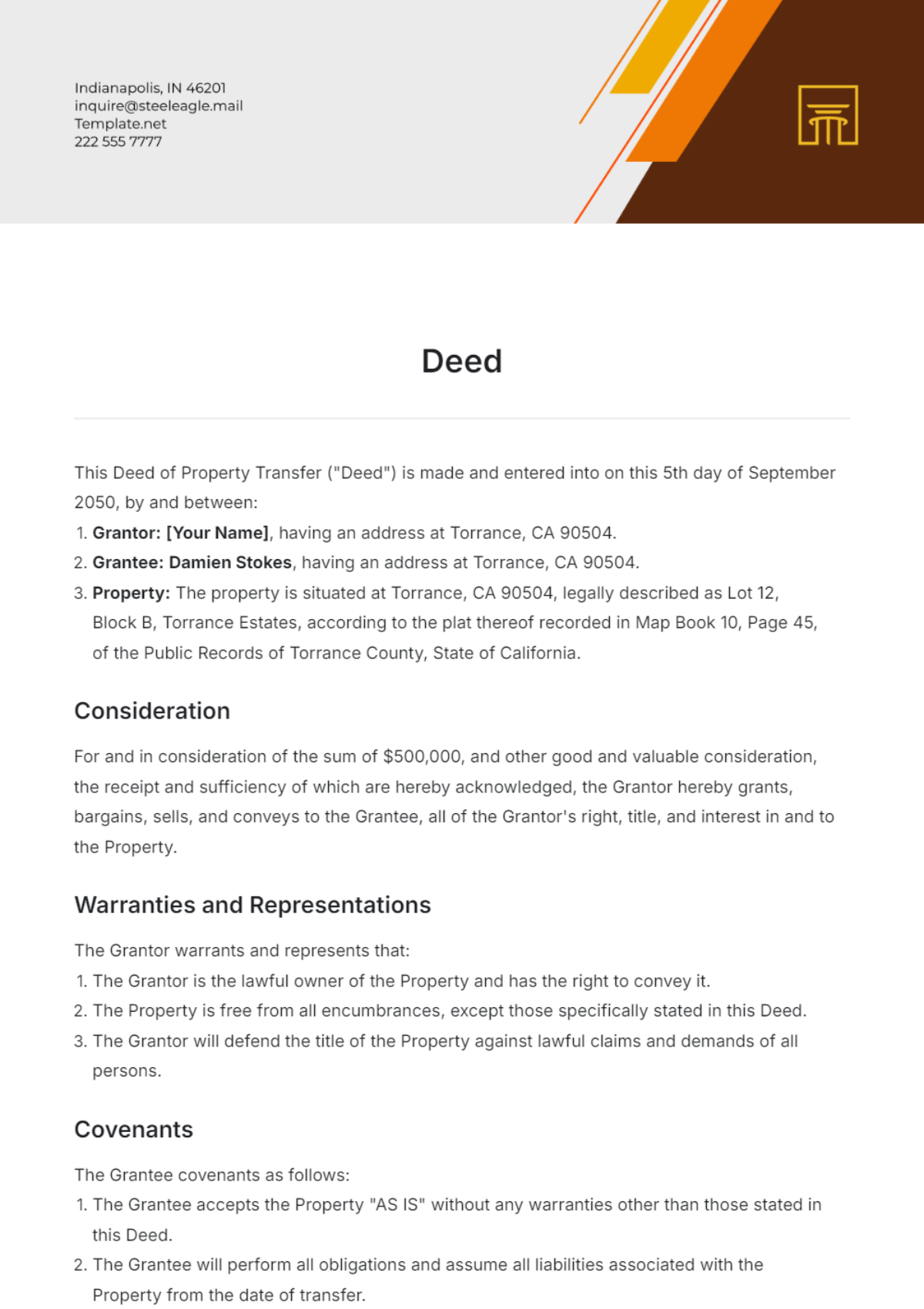 Free Printable Contract For Deed Forms