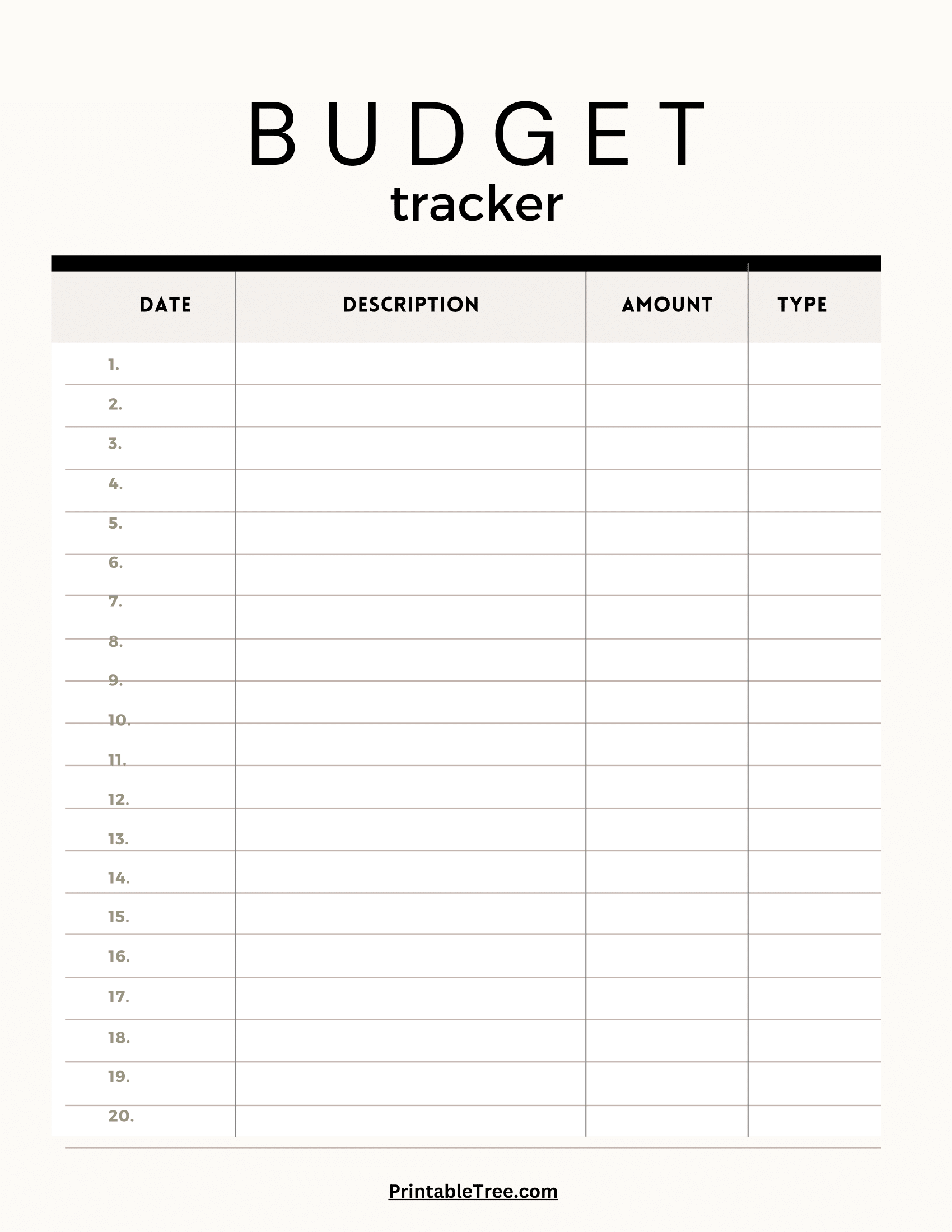 Free Printable Budget Form