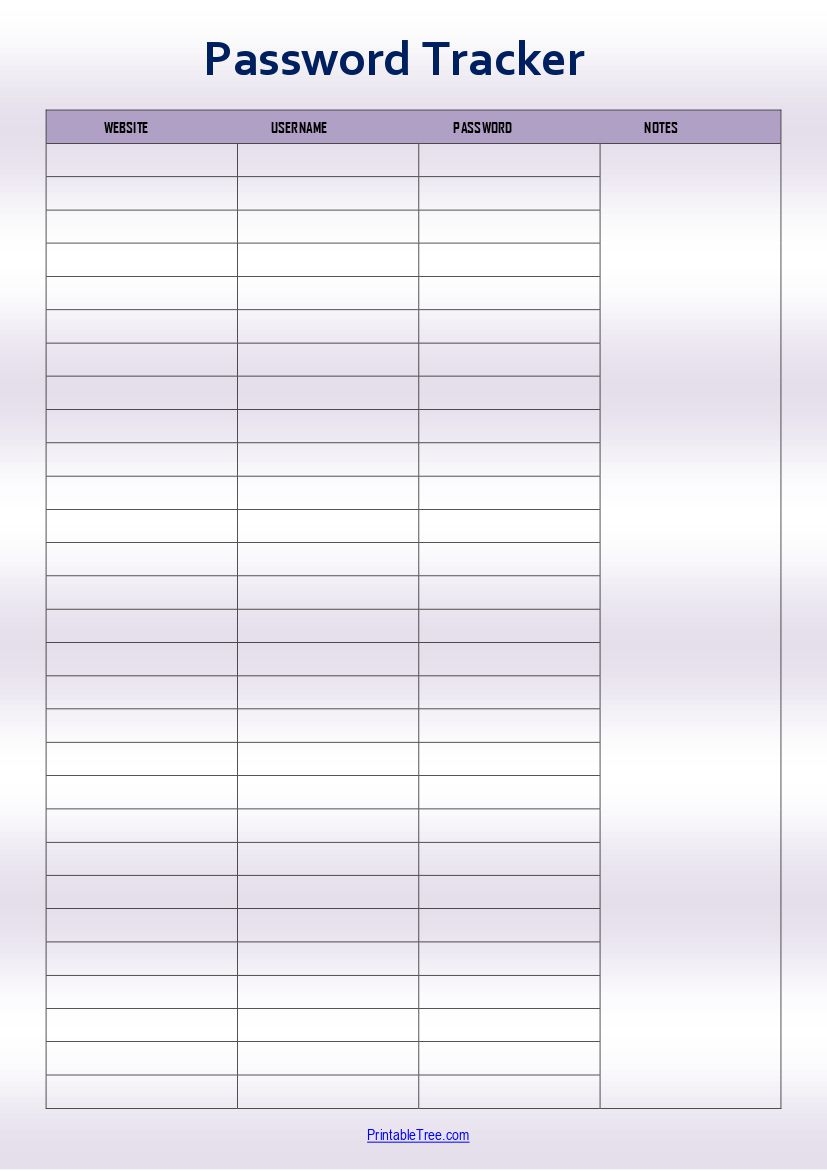Free Printable Password Form