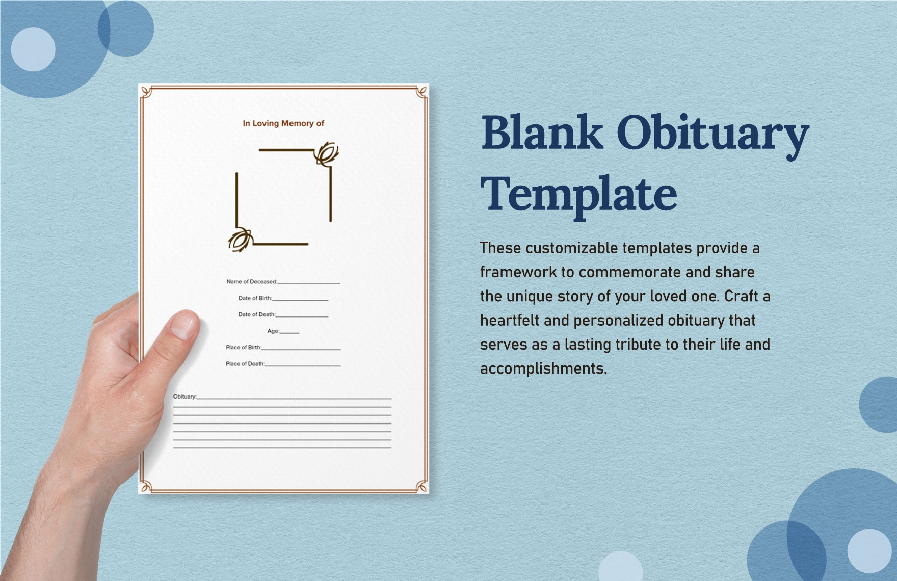 Free Editable Obituary Templates In Word To Download