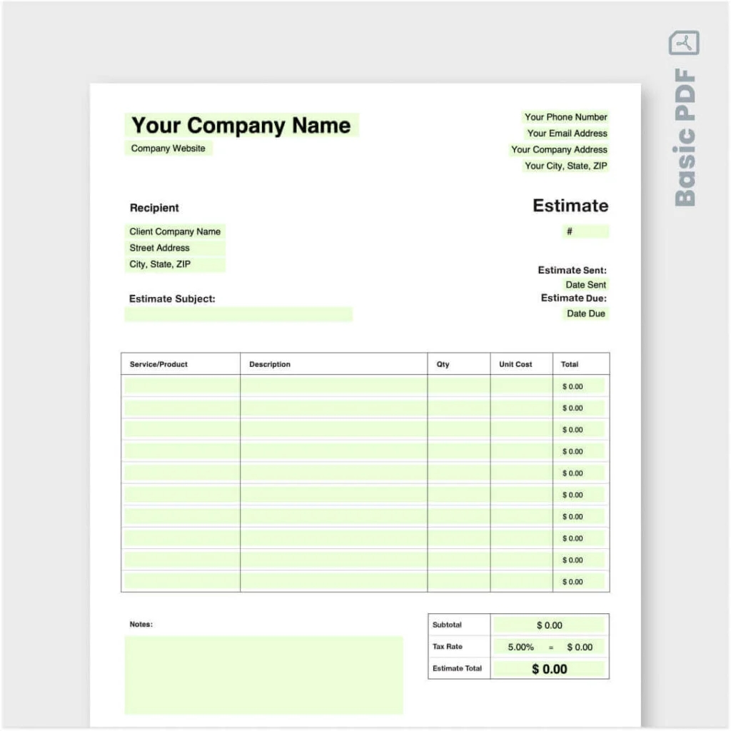 Free Electrical Estimate Template Free Electrical Estimate Template