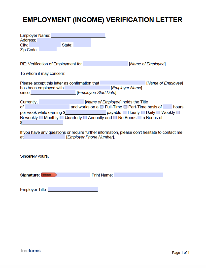 Free Employment Income Verification Letter PDF Word Free Employment Income Verification Letter PDF Word