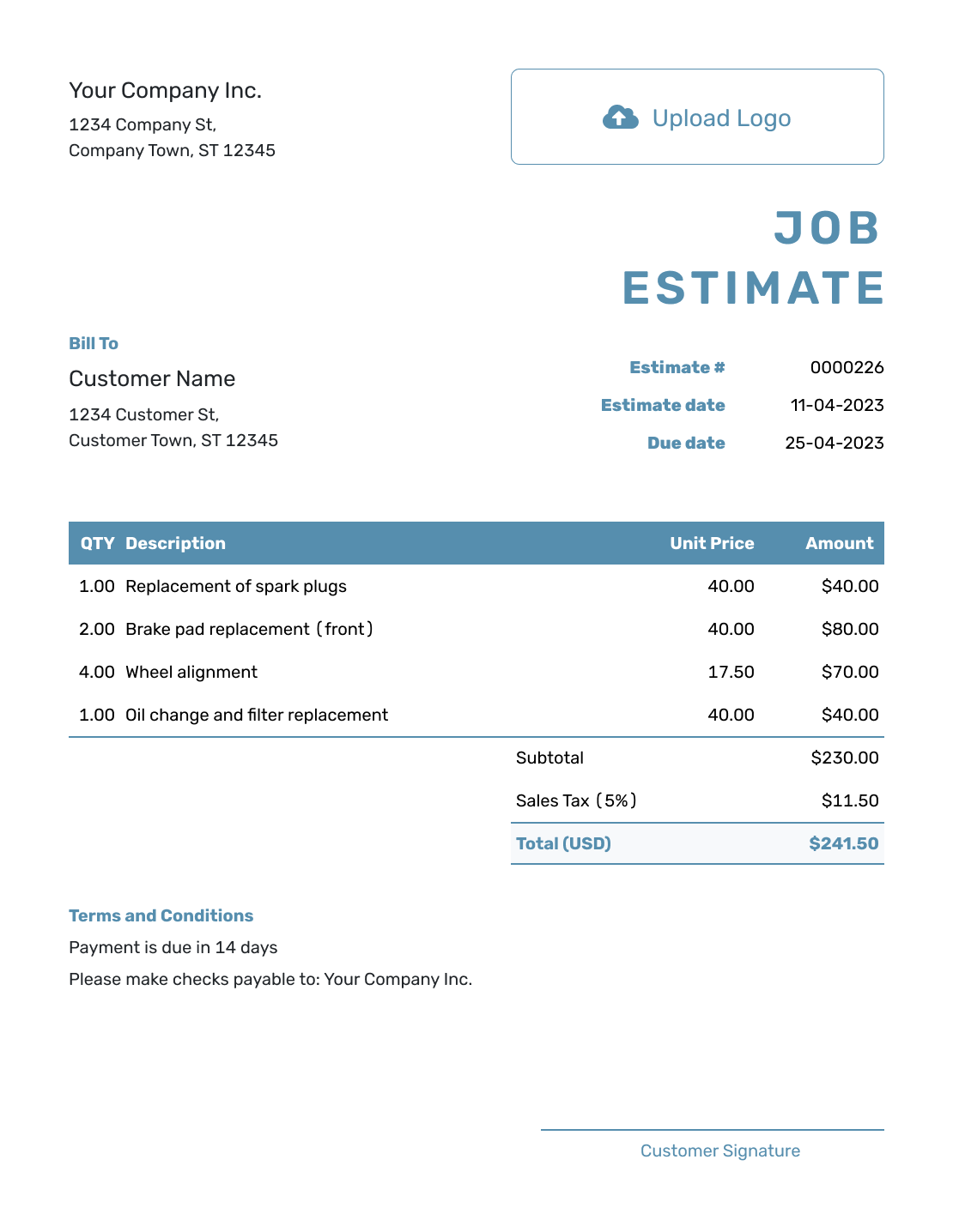 Free Estimate Template Business Templates Docelf