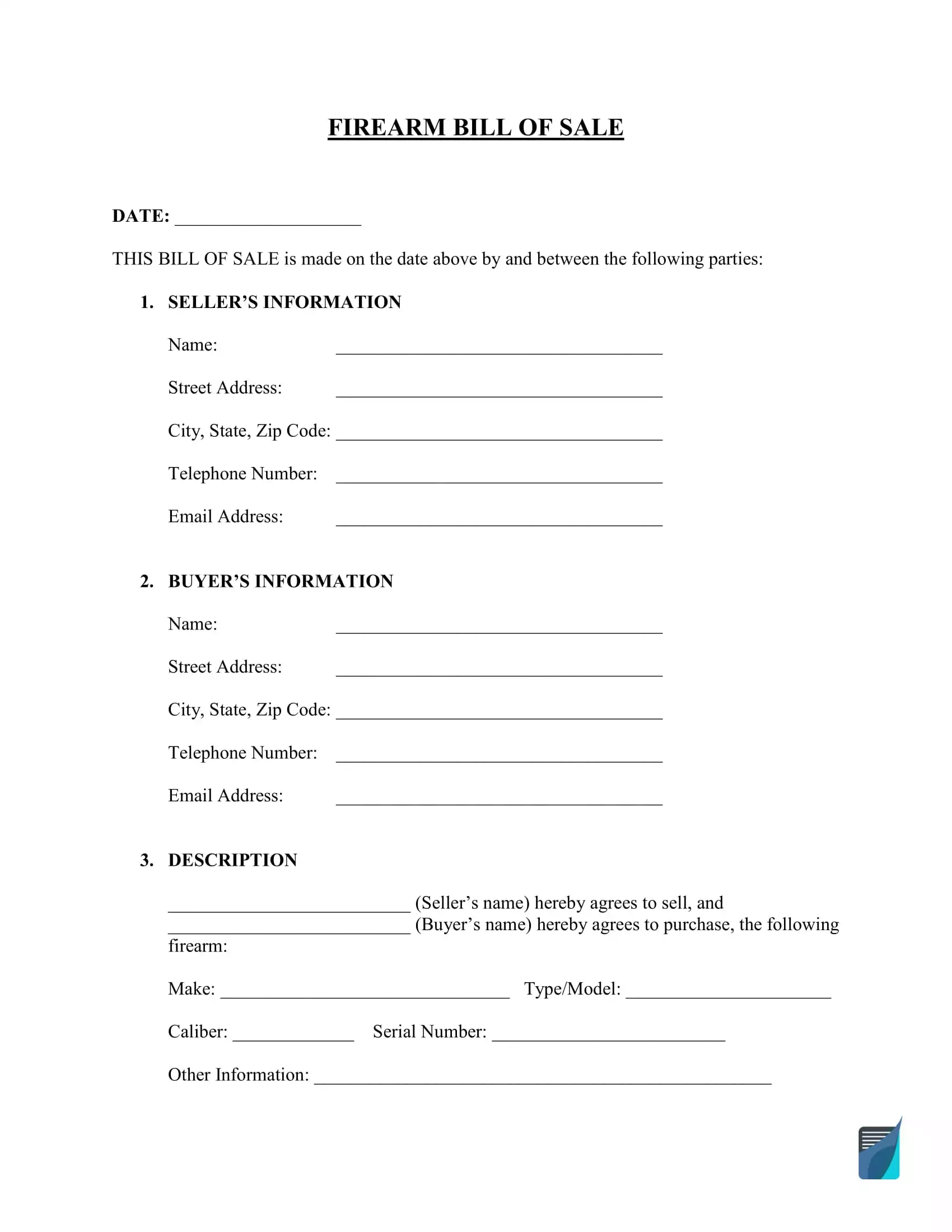Printable Gun Sale Form Printable Gun Sale Form