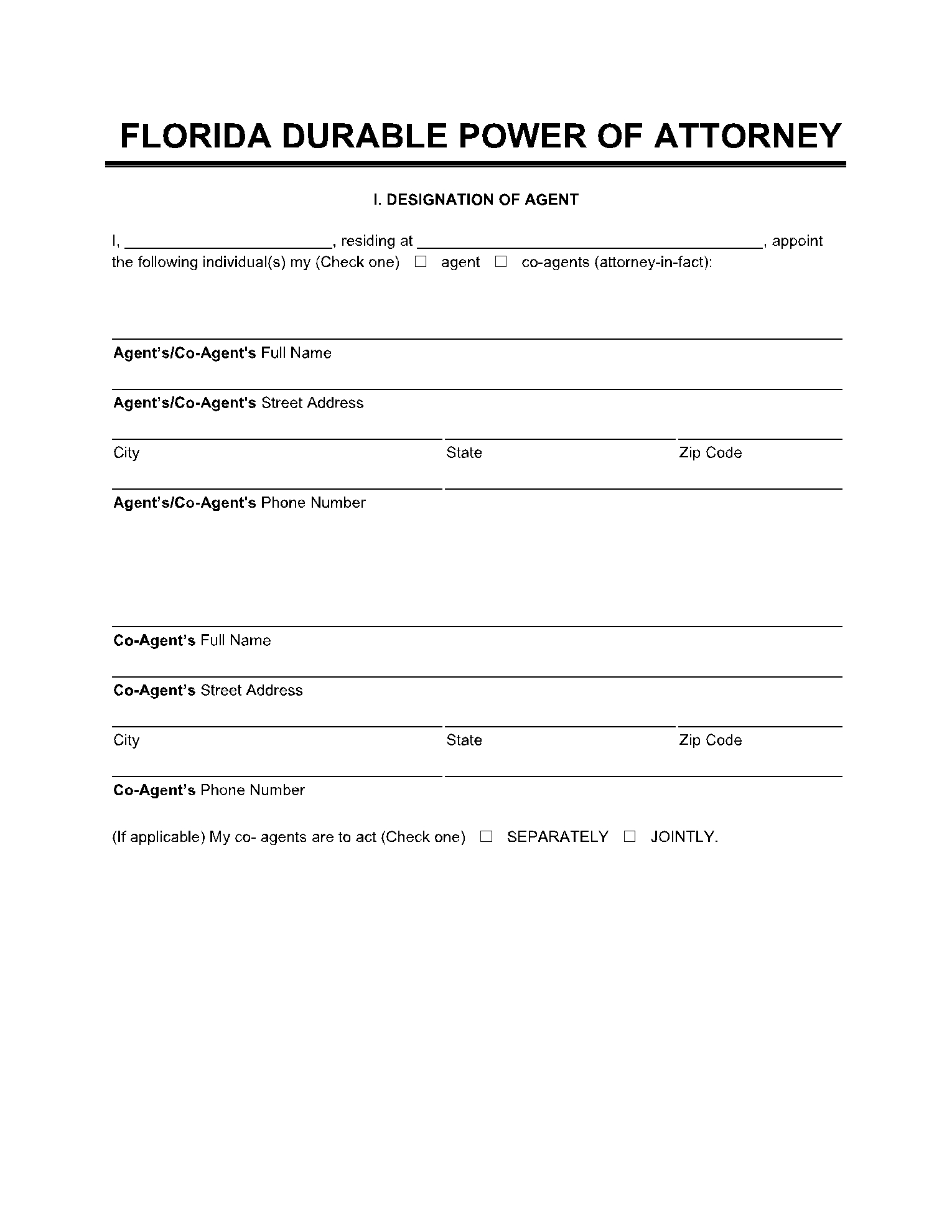Free Printable Durable Powerof Attnory Form