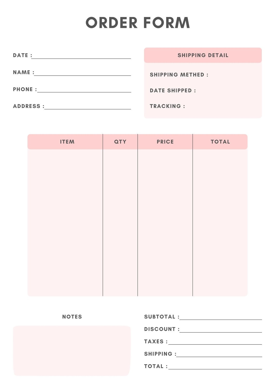 Free Printable Order Form Templates Free Printable Order Form Templates