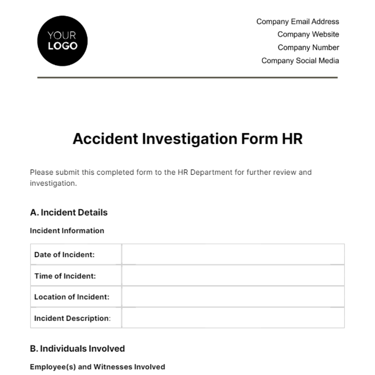 Free Forms HR Templates To Edit Online
