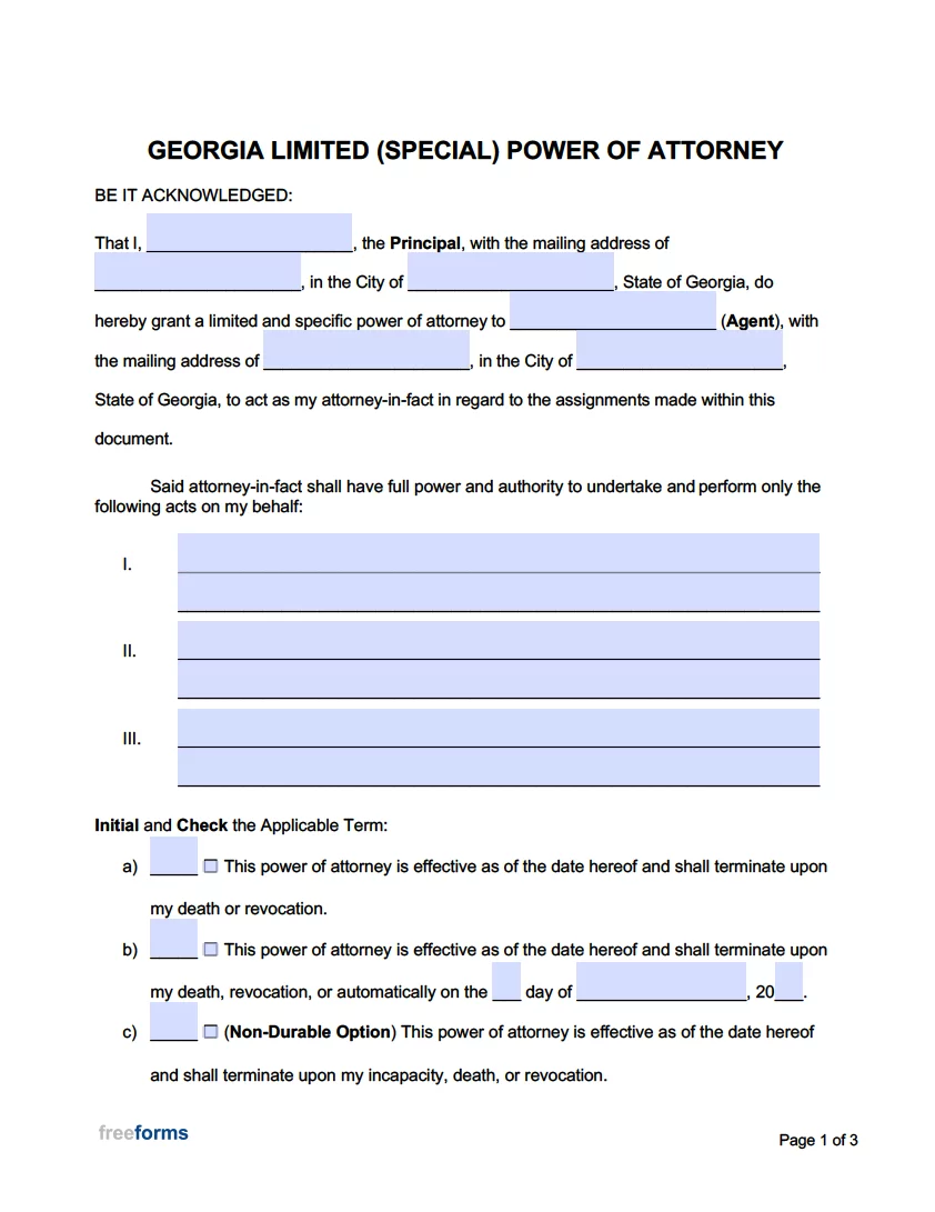 General Power Of Attorney Printable Form