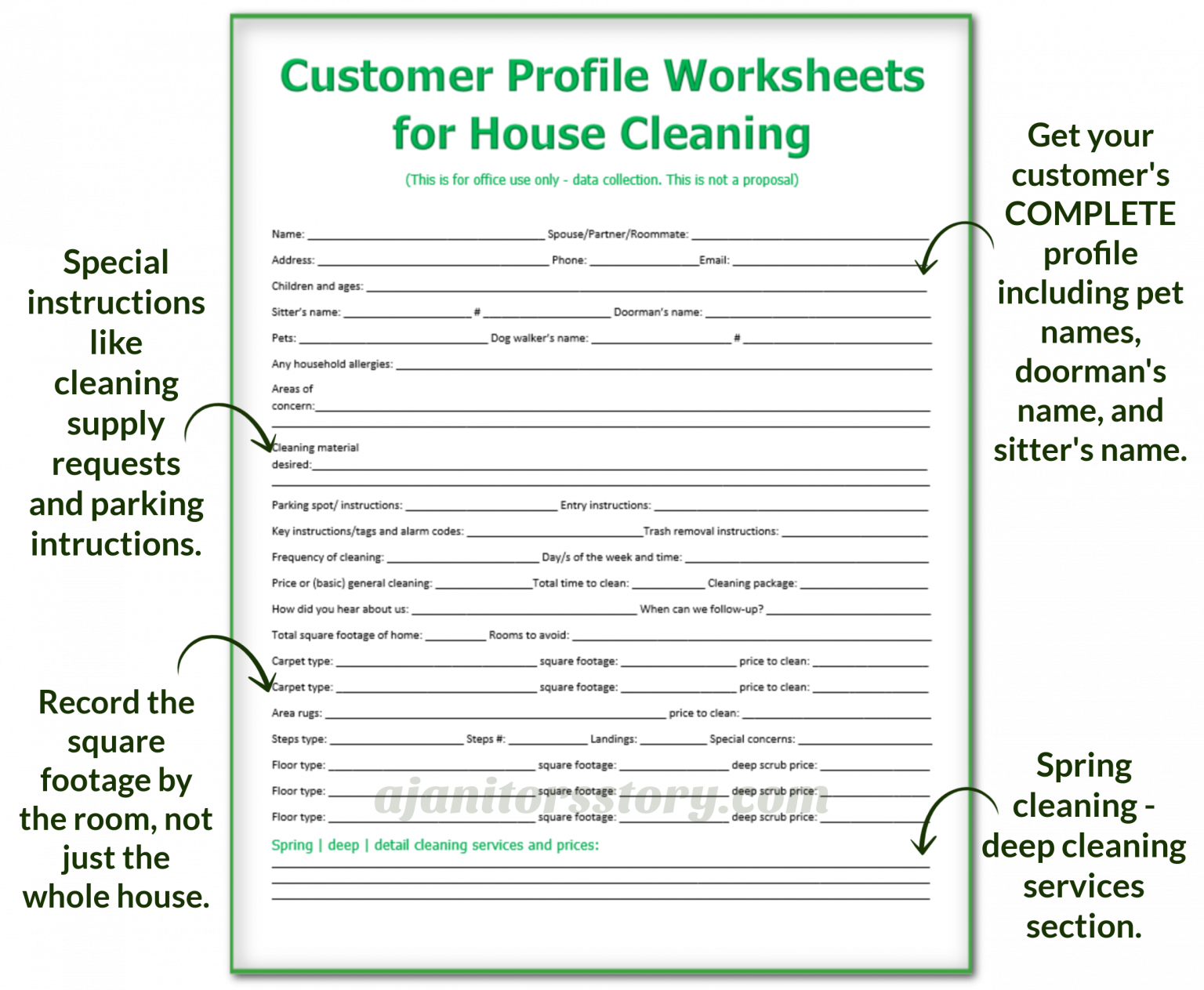 FREE House Cleaning Customer Profile Intake Forms A Janitor s Story