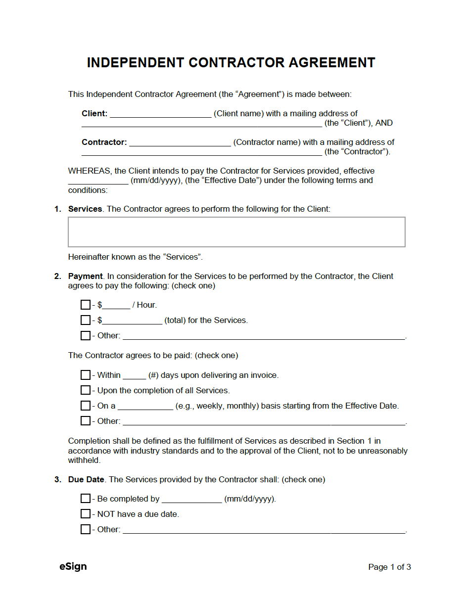 Free Independent Contractor Agreement Templates 8 PDF Word Free Independent Contractor Agreement Templates 8 PDF Word