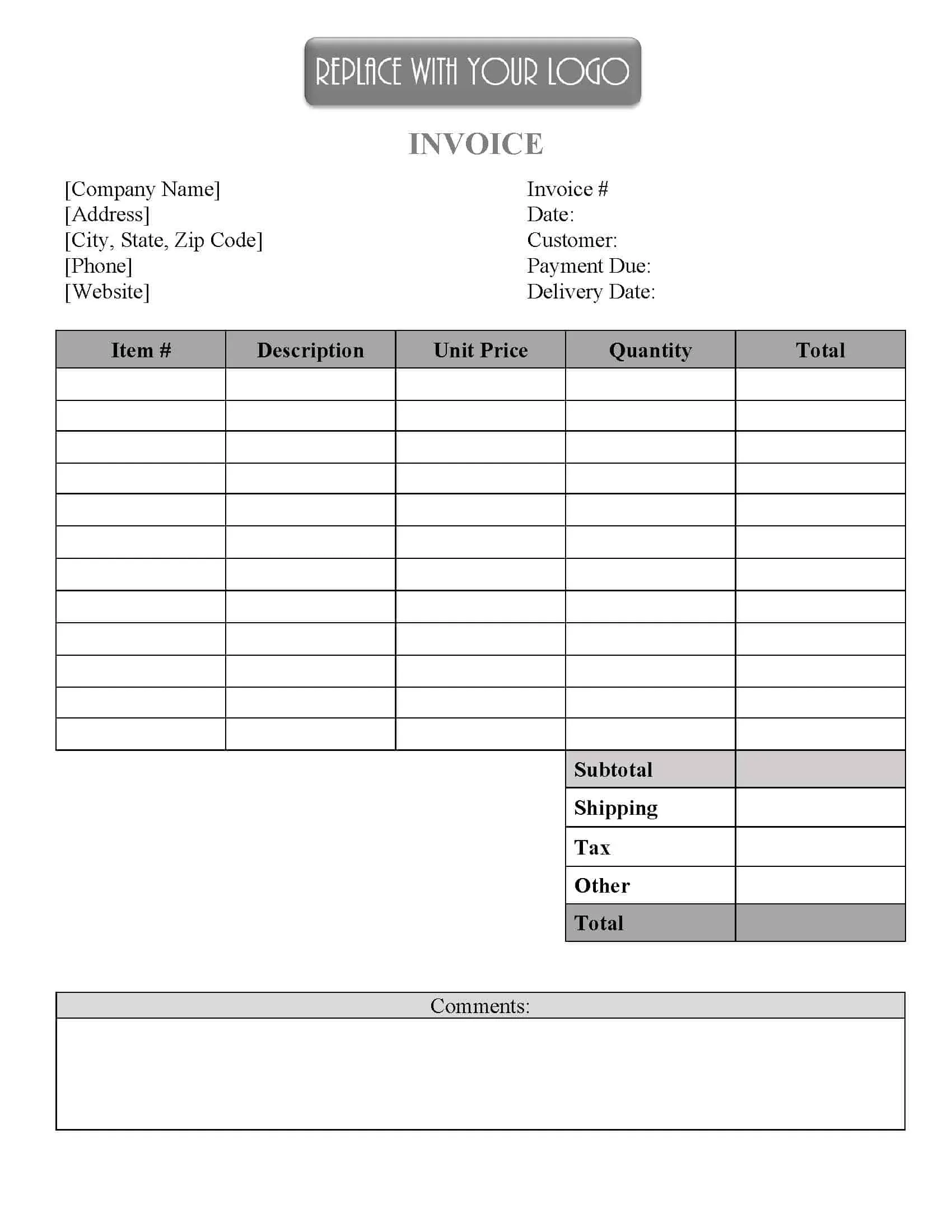 Invoice Forms Free Printable