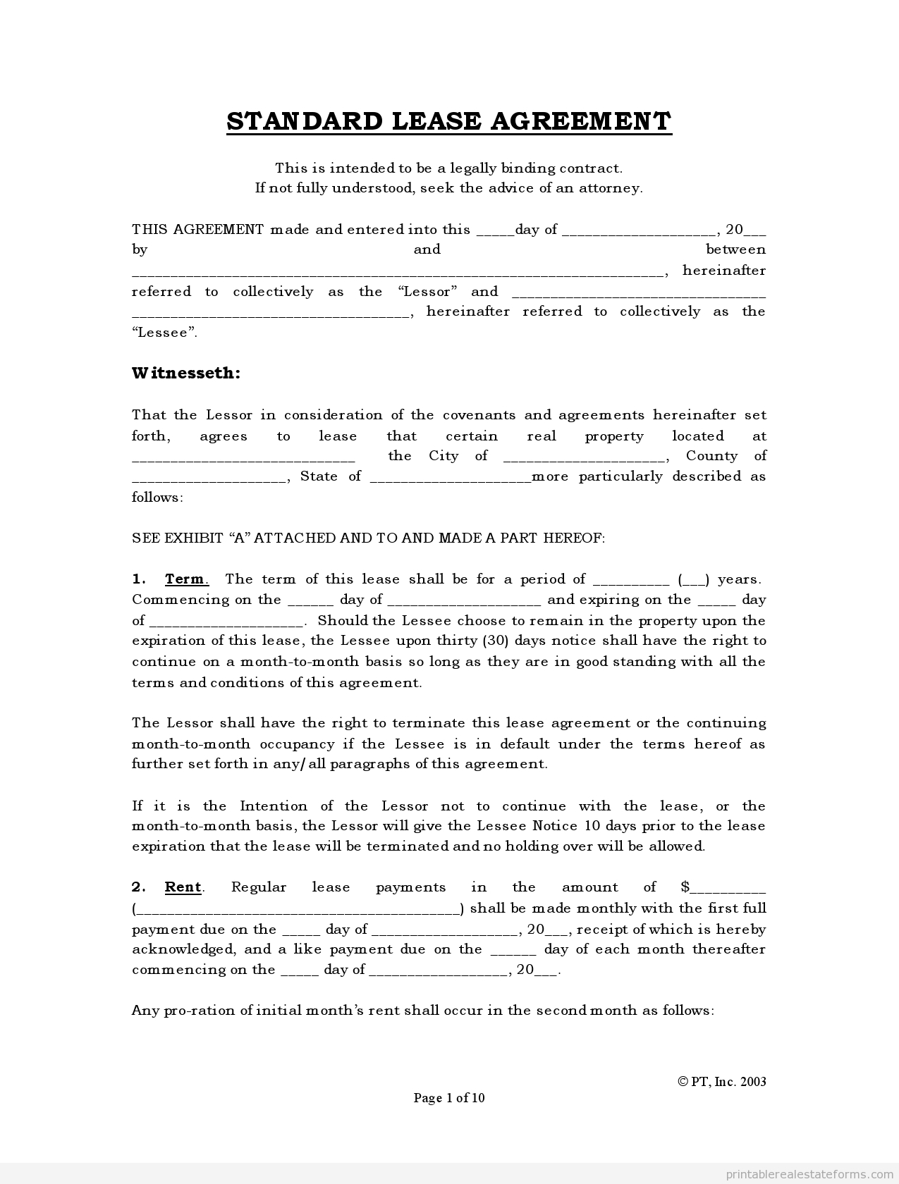 Free Lease Agreement Printable Printable Design Resources