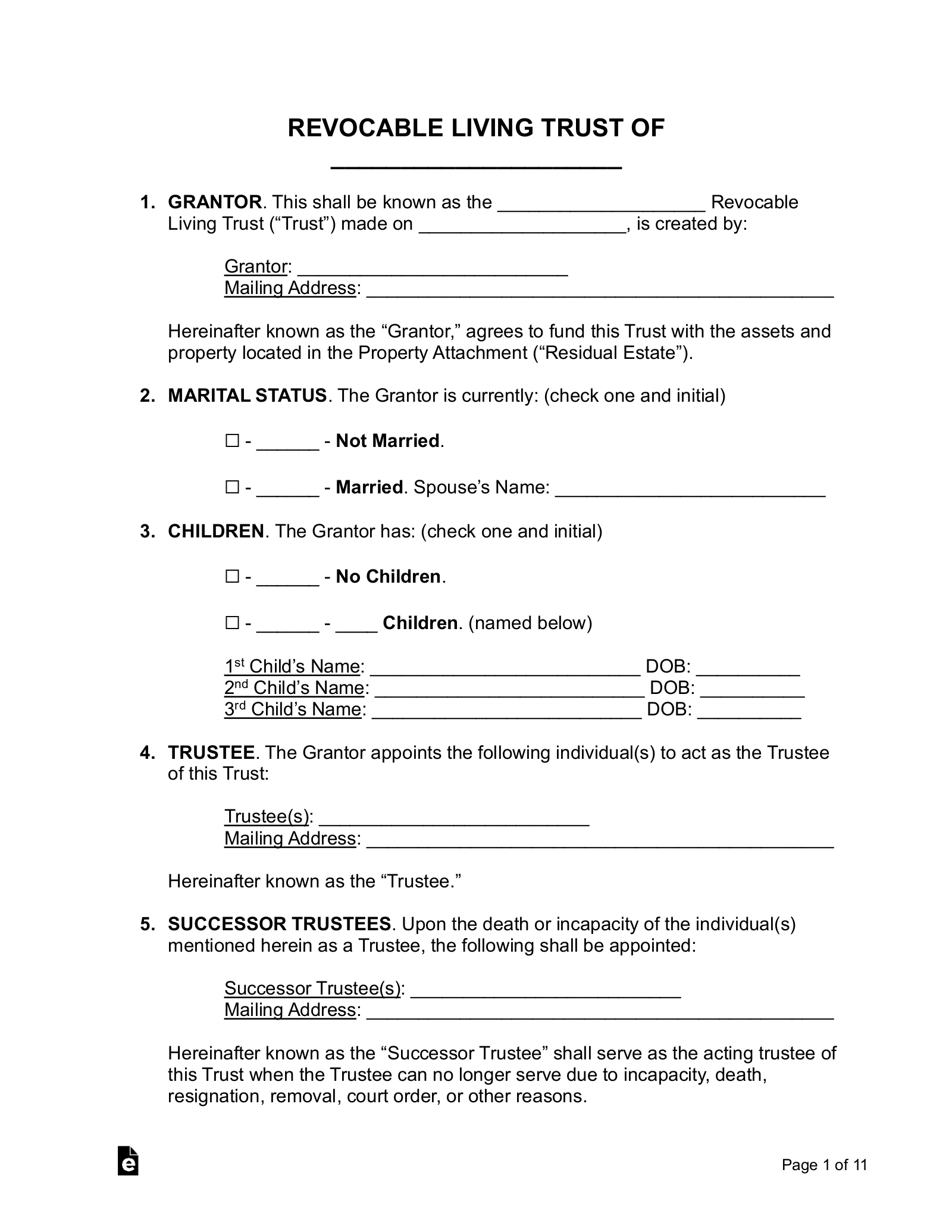 Free Living Trust Form Revocable PDF Word EForms Free Living Trust Form Revocable PDF Word EForms