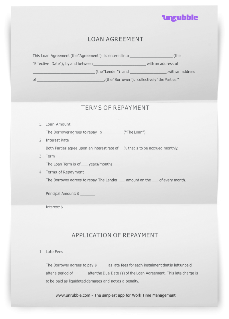 Free Loan Agreement Template Unrubble Templates Free Loan Agreement Template Unrubble Templates