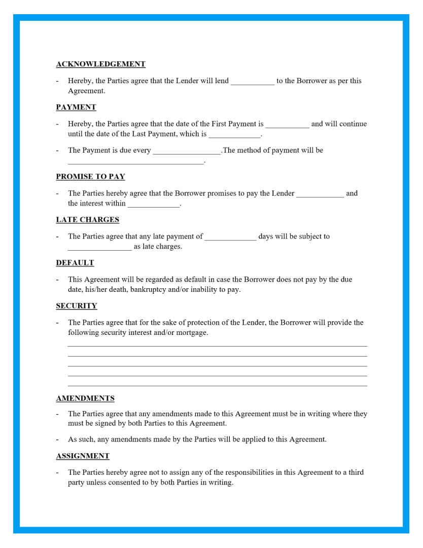 Free Printable Personal Loan Agreement Form
