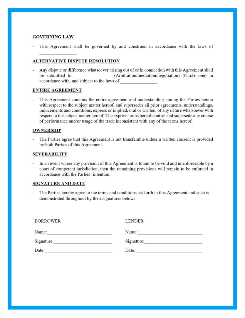Free Loan Agreement Templates And Sample