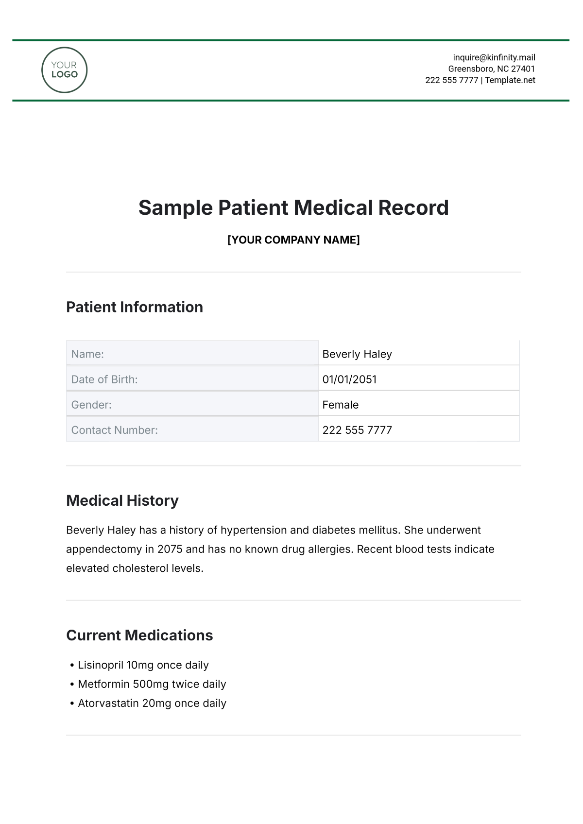 Free Medical Record Templates To Edit Online