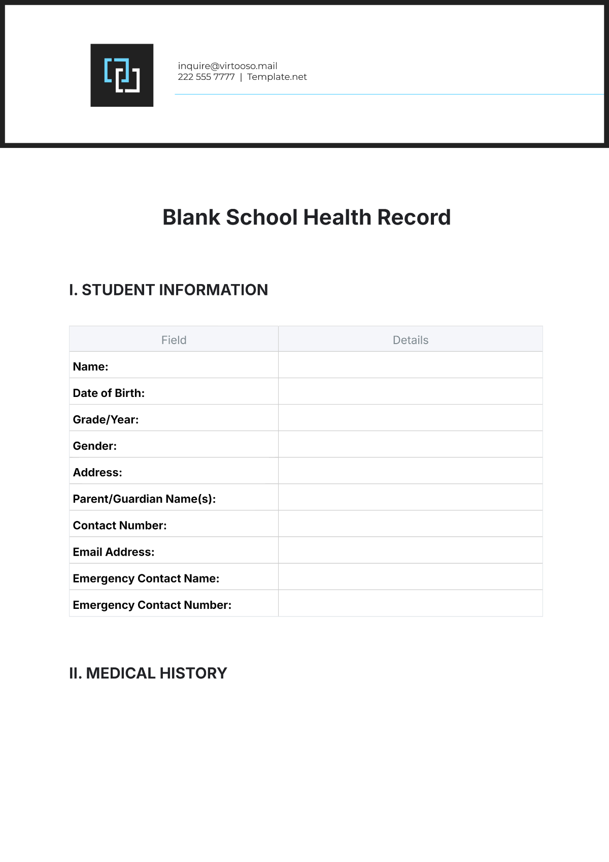 Free Medical Record Templates To Edit Online