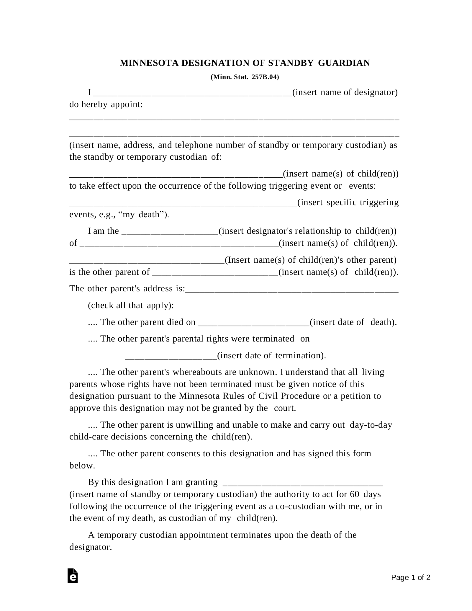 Free Minnesota Guardian Of Minor Child Power Of Attorney Form PDF Word EForms Free Minnesota Guardian Of Minor Child Power Of Attorney Form PDF Word EForms