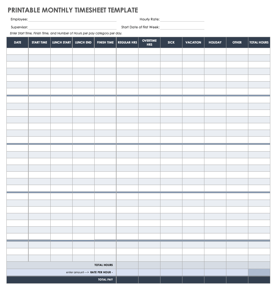Free Monthly Timesheet Time Card Templates Smartsheet Free Monthly Timesheet Time Card Templates Smartsheet