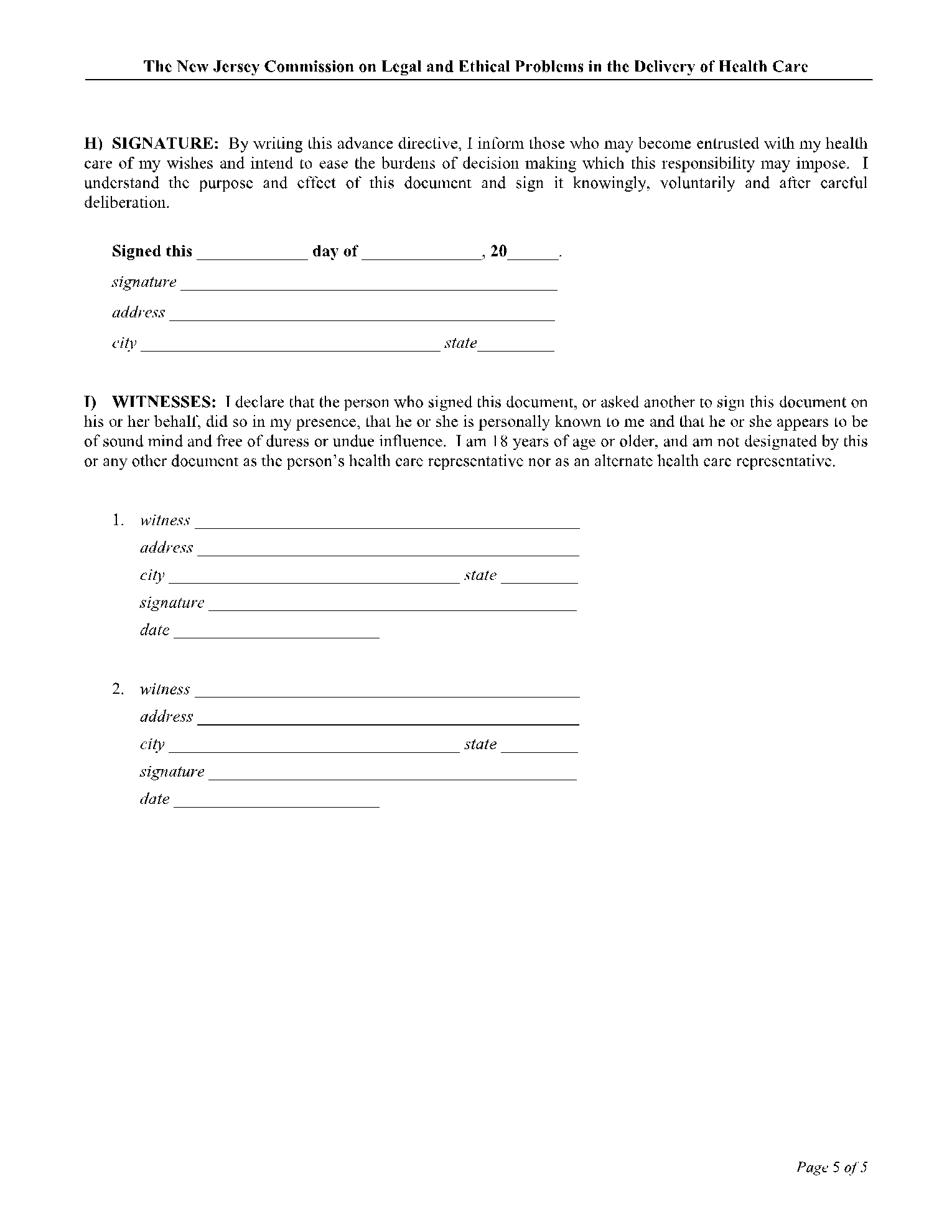 Printable Living Will Form Nj Printable Living Will Form Nj