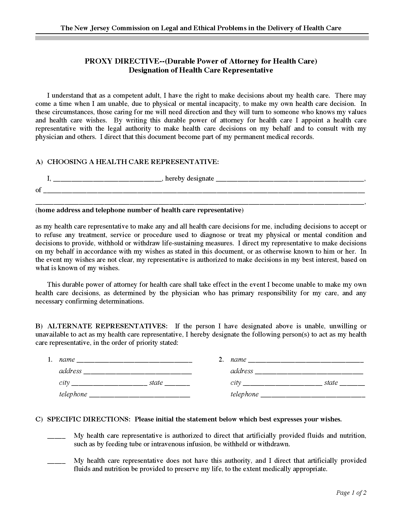 Free New Jersey Power Of Attorney Forms 10 PDF Word