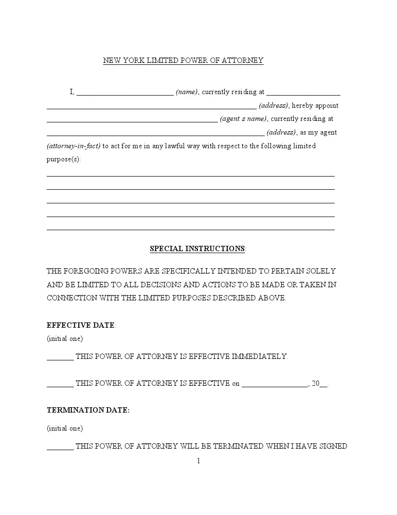 Free New York Power Of Attorney POA Forms PDF DOC FormsPal