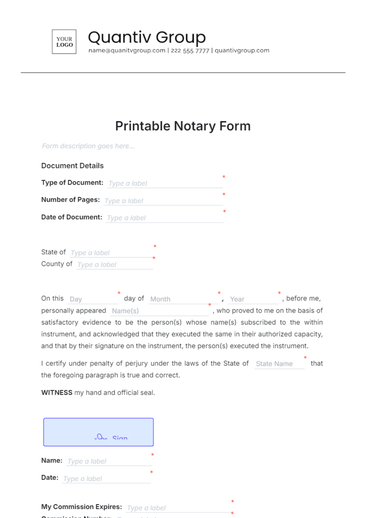 Free Notary Templates To Edit Online U0026 Print