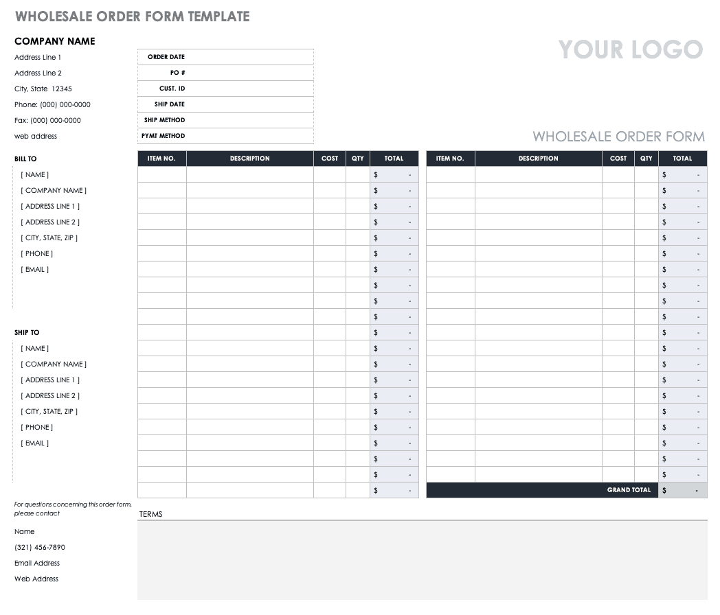 Free Order Form Templates Smartsheet Free Order Form Templates Smartsheet