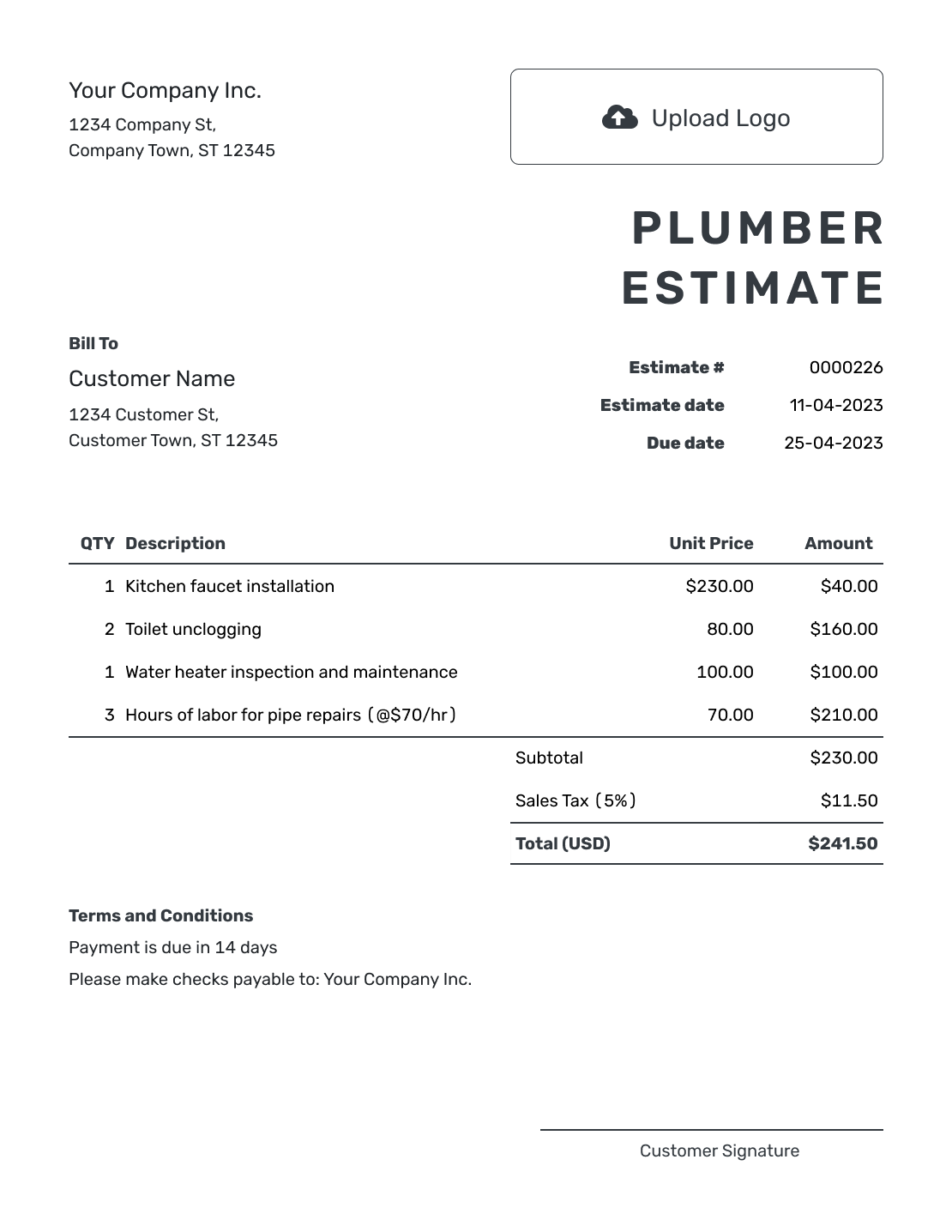 Free Printable Plumbing Estimate Forms Free Printable Plumbing Estimate Forms