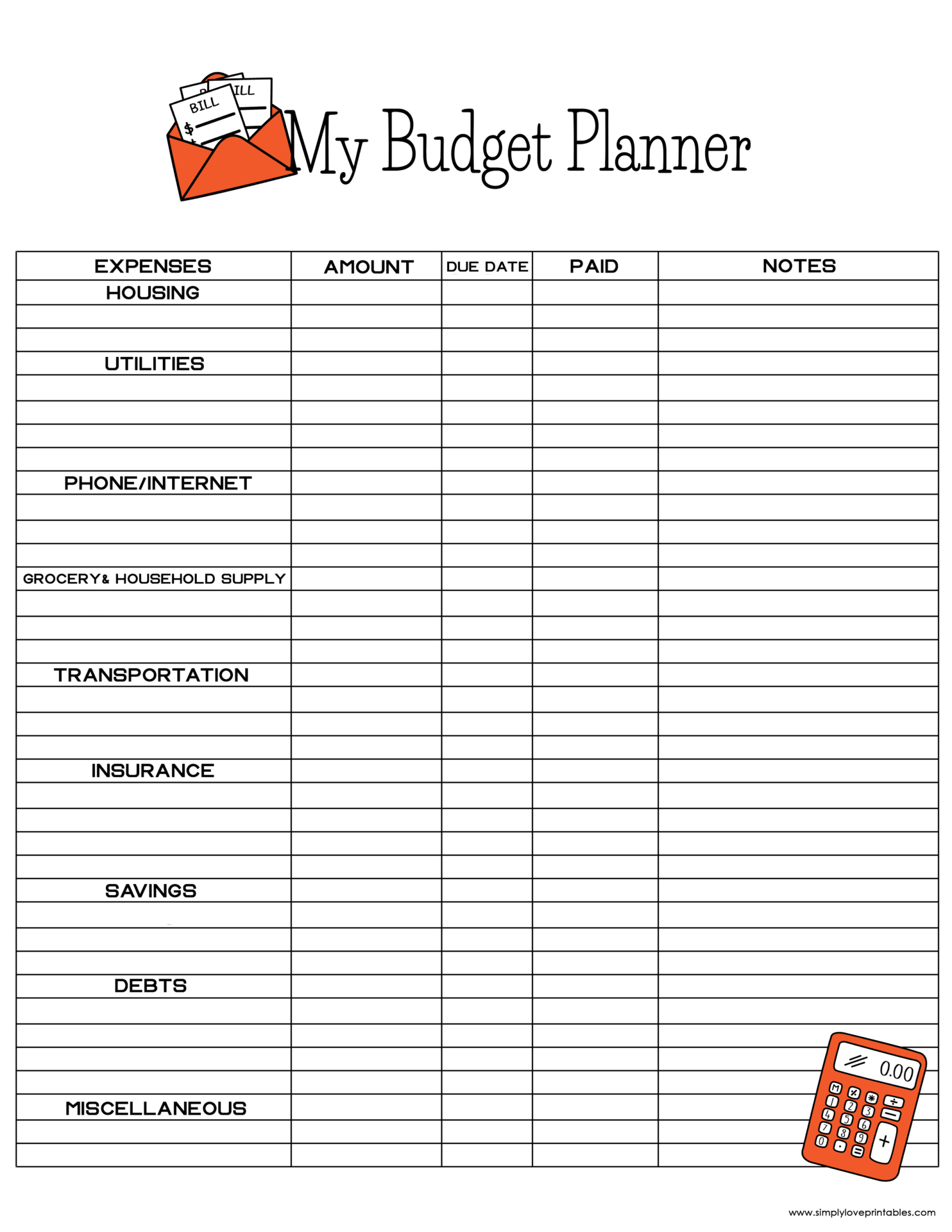 Household Budget Forms Free Printable Household Budget Forms Free Printable